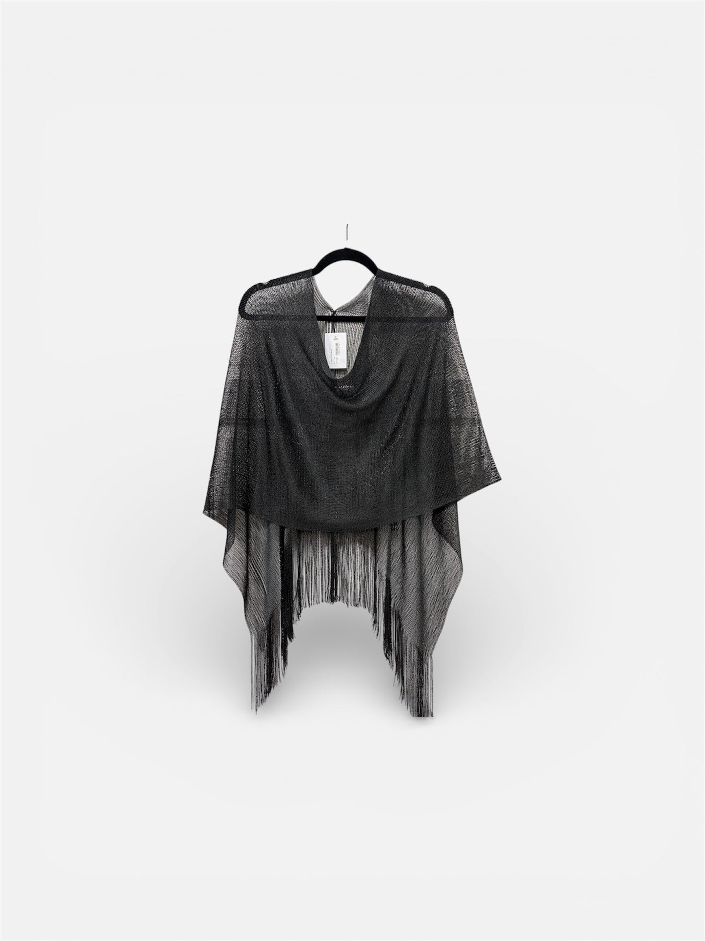 Sc2404128165195633 Glitzy Fringed Poncho Black