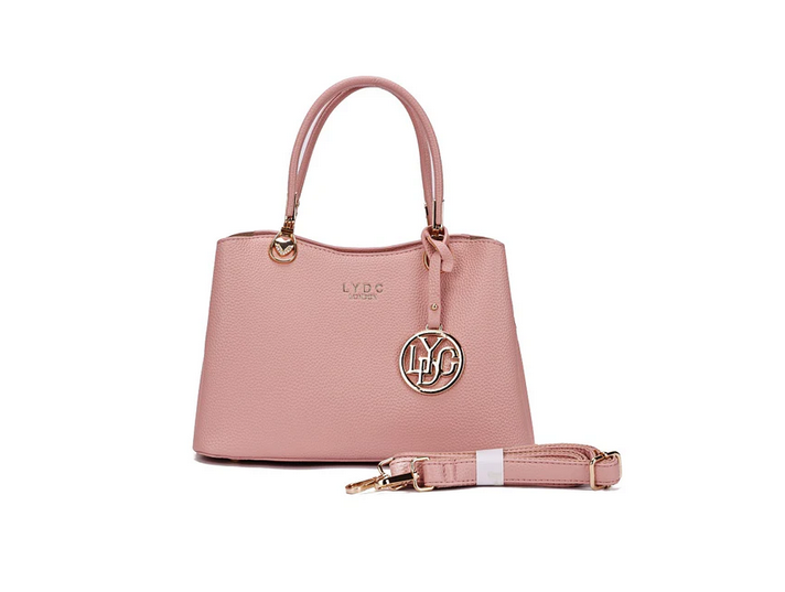1884 3 Pocket Designer Leaf Charm Bag Pink