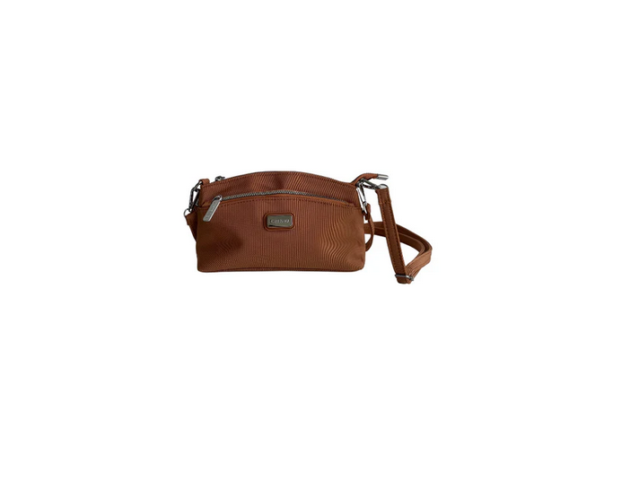 2001 Small Cross Body Double Zip Bag Tan