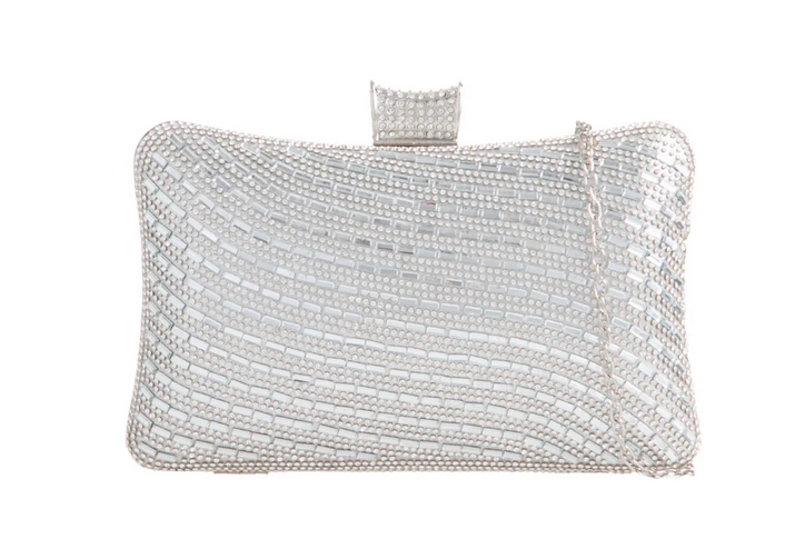 20101-89D Bling Hard Small Clutch Bag Silver