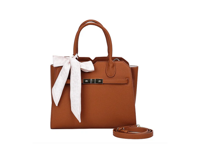 2095 Tote Bag With Short Handle And Bow Brown