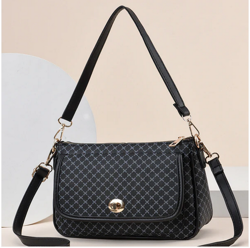 262 Printed Design Front Pocket 2 Strap Black