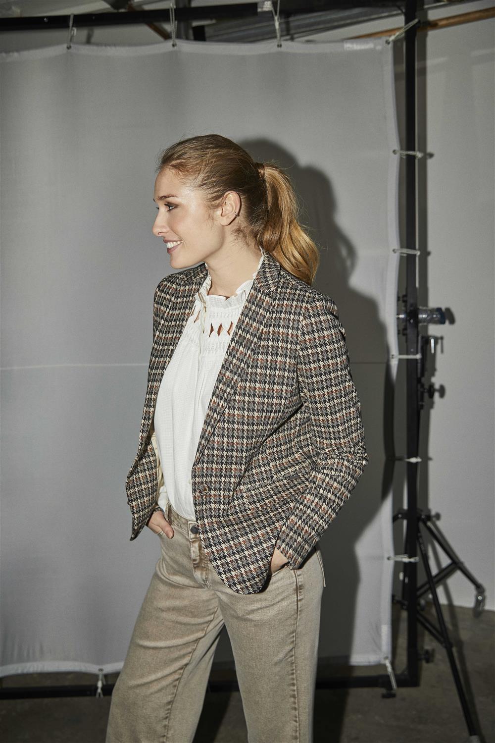 3417 Printed Blazer Jacket Brown