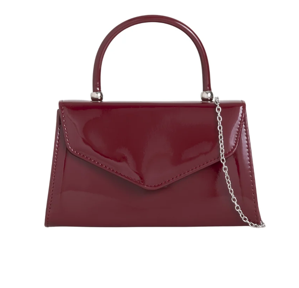 41088 Patent Handled Envelope Clutch Bag Burgandy