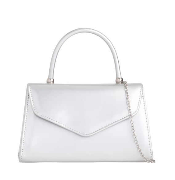 41088 Patent Handled Envelope Clutch Bag Silver