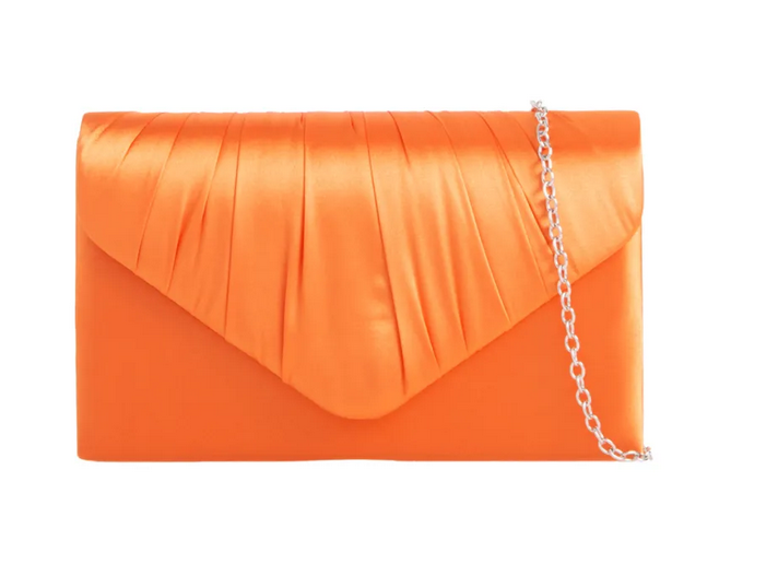 Satin Small Dressy Clutch Bag Orange