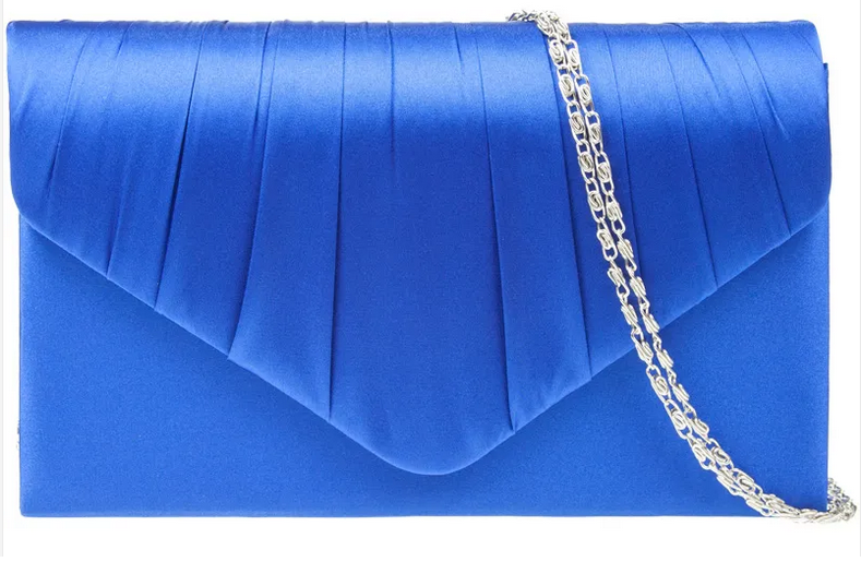 Satin Small Dressy Clutch Bag Royal Blue