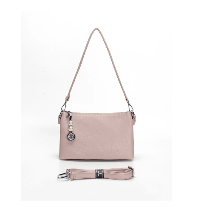 945 ONE ZIP RECTANGLE BAG WITH CHARM Pink