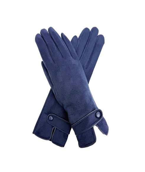 Gv25087-307 Plain Touch Screen Gloves with Single Button Detail on Cuff Navy