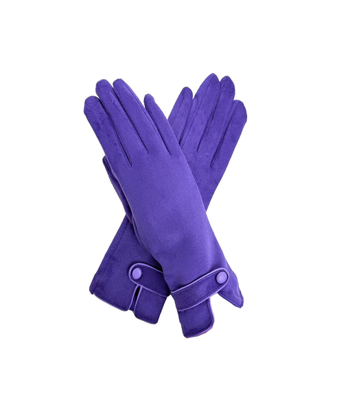 Gv25087-307 Plain Touch Screen Gloves with Single Button Detail on Cuff Purple