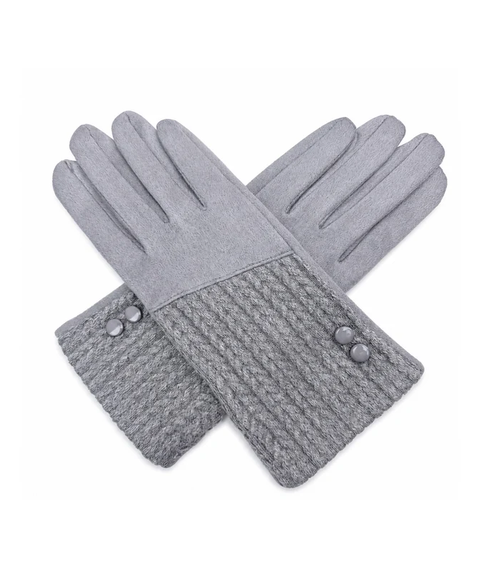 Gv26076-387 Soft Twin Buttons Detailing Gloves Grey