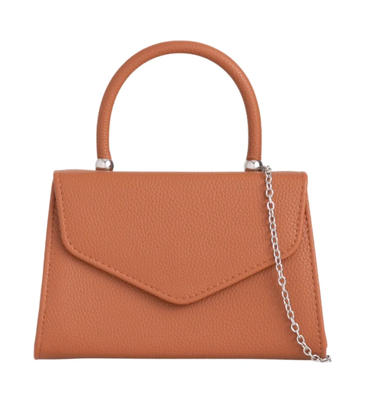 H2439 Metalic Handle Envelope Clutch Bag Brown
