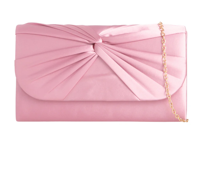 H2806 SATIN KNOT FRONT ENVELOPE CLUTCH BAG Pink