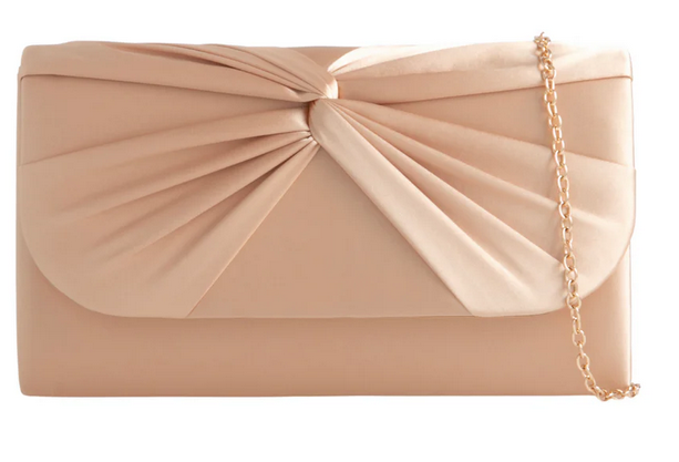 H2806 SATIN KNOT FRONT ENVELOPE CLUTCH BAG Gold