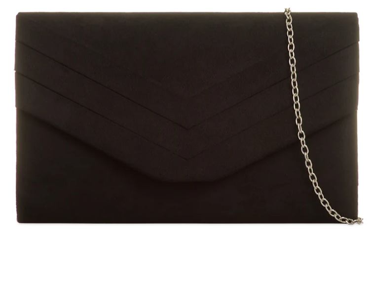 L809 ENVELOPE CLUTCH WITH CHEVERON DESIGN Black