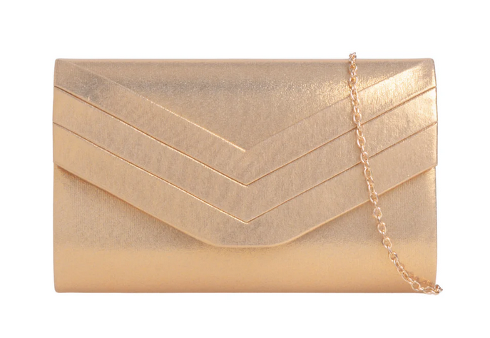 L809 ENVELOPE CLUTCH WITH CHEVERON DESIGN Gold