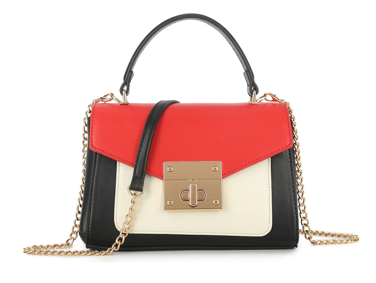 Mw3533 SMALL LOCKED ENVELOPE SHORT/LONG HANDLE BAG Black/Red