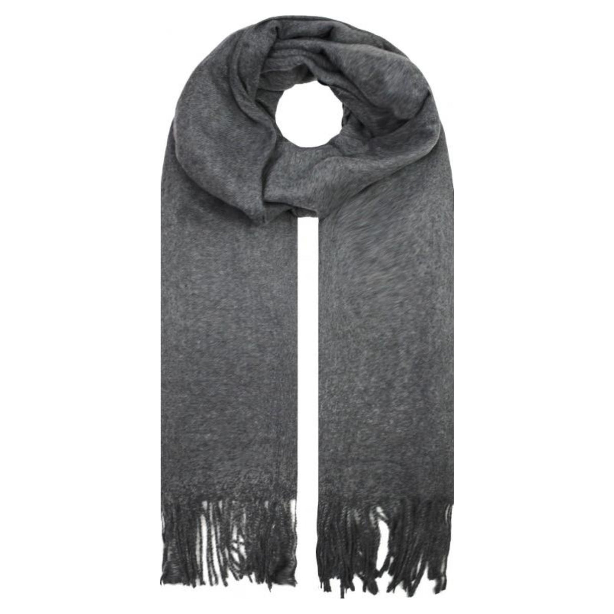 Sf1990-127 Plain Scarf With Tassles Grey