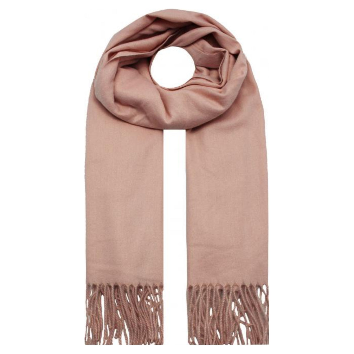 Sf1990-127 Plain Scarf With Tassles Dark-Pink