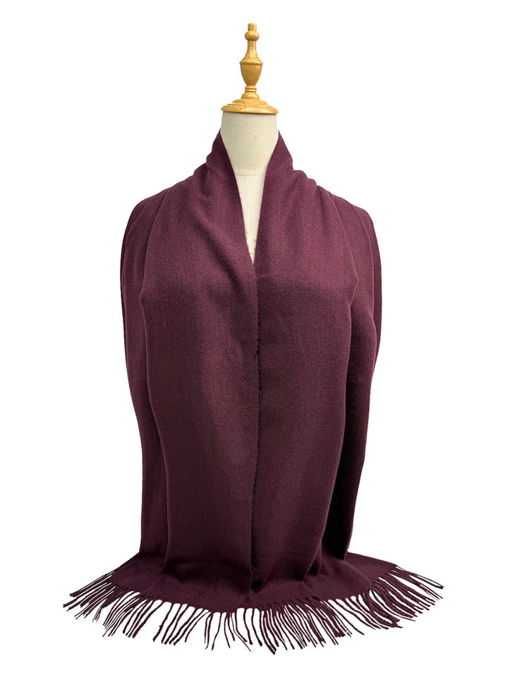 Sf1990-127 Plain Scarf With Tassles Burgandy