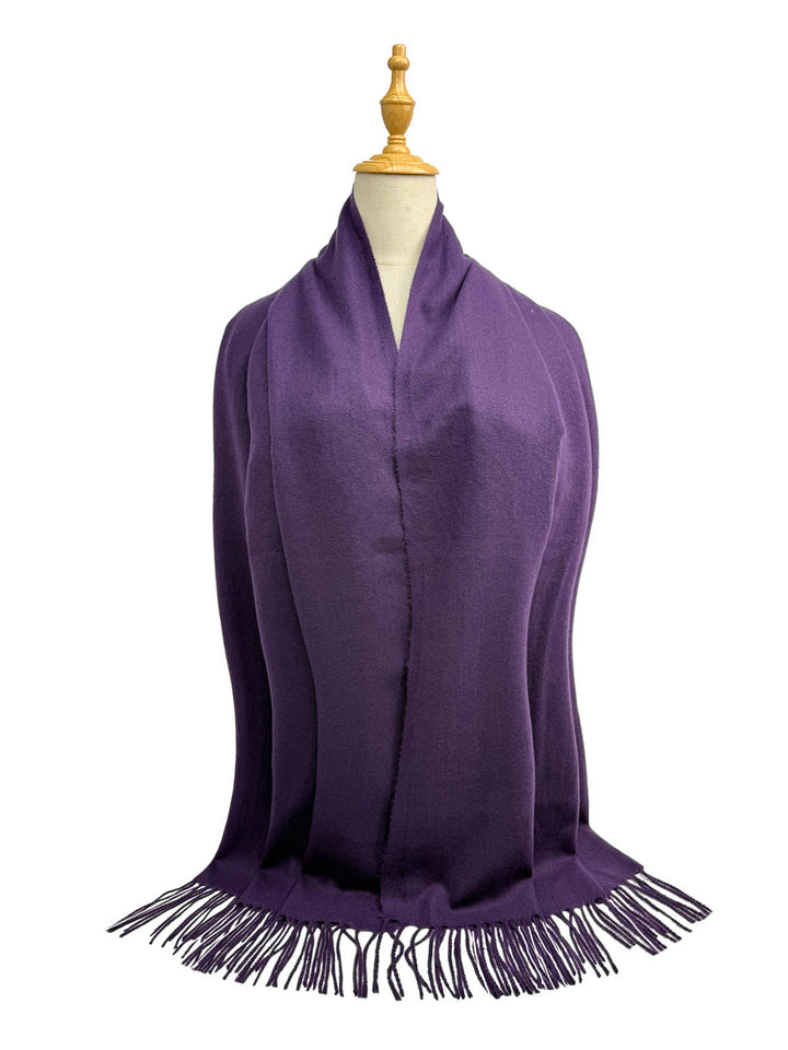 Sf1990-127 Plain Scarf With Tassles Dark Purple