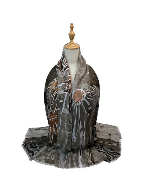 Sf26090-425 Statement Abstract Print Scarf Brown