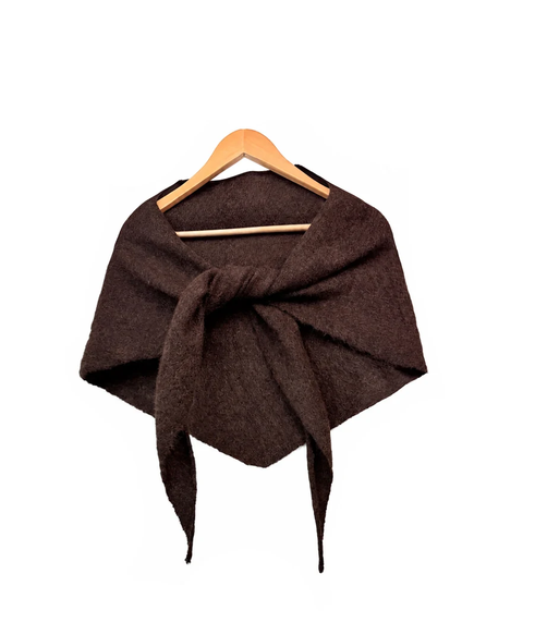 Sf26120-379 Soft Knitted Triangle Scarf Brown