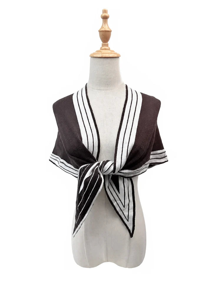 Sf26145-436 Varsity Stripe Triangle Scarf Brown
