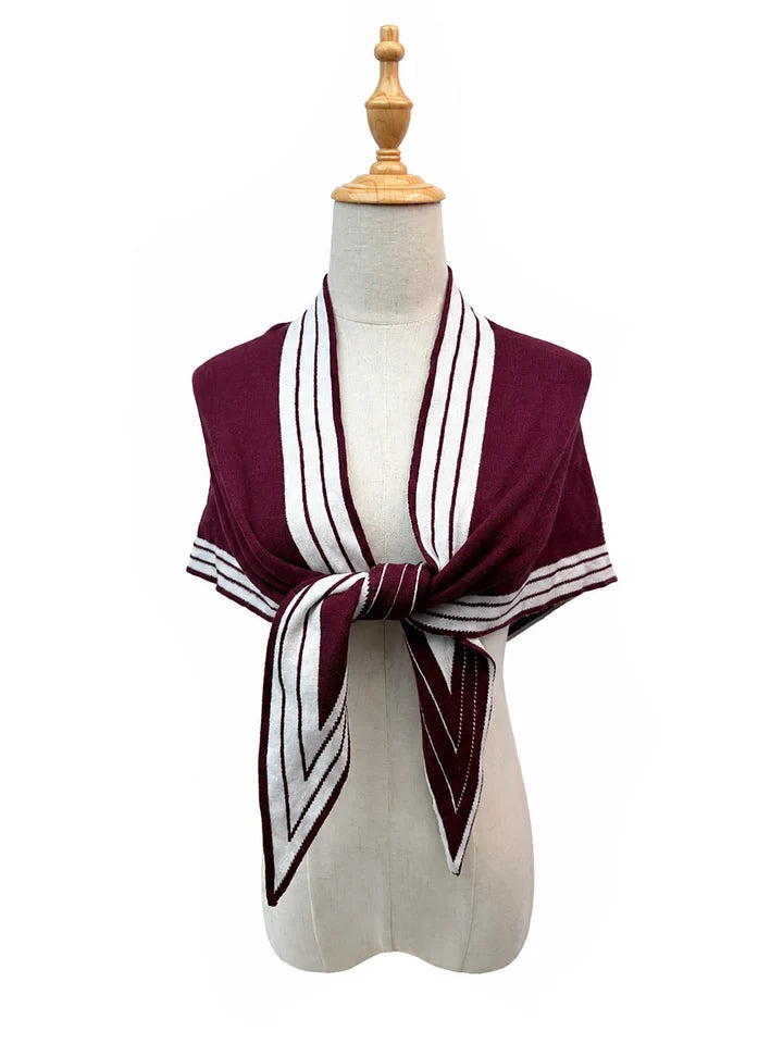 Sf26145-436 Varsity Stripe Triangle Scarf Maroon