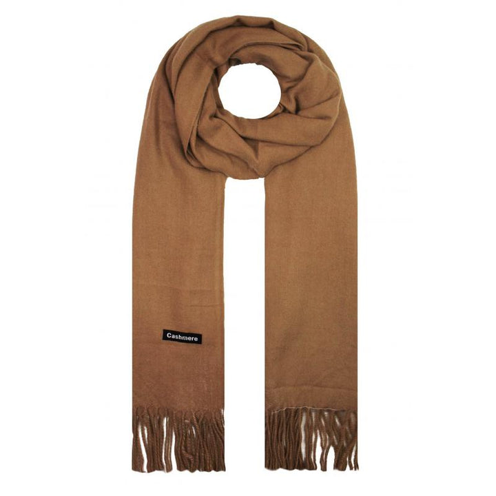 Sf1990-127 Plain Scarf With Tassles Brown