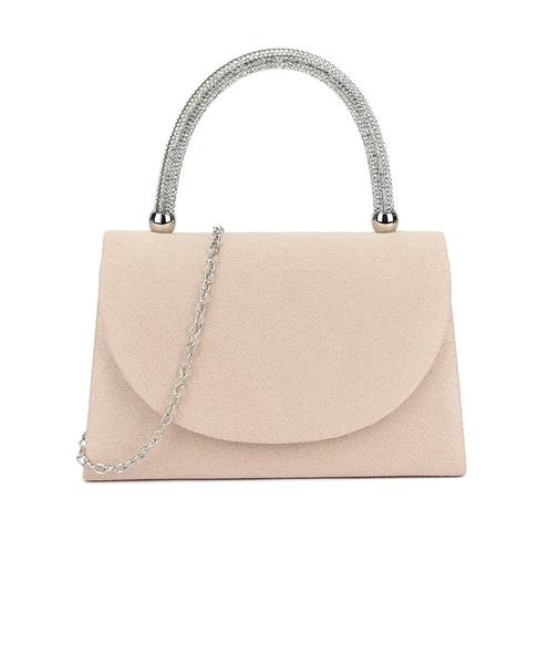 Z3162 BLING HANDLE ENVELOPE CLUTCH Nude