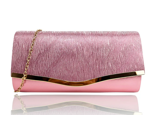 Cb24170-068 Glitzy Wave Design Clutch Ba Pink