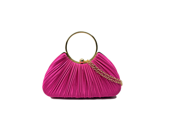 Cb2530-160 Elegant Satin Pleated Clutch Fushia
