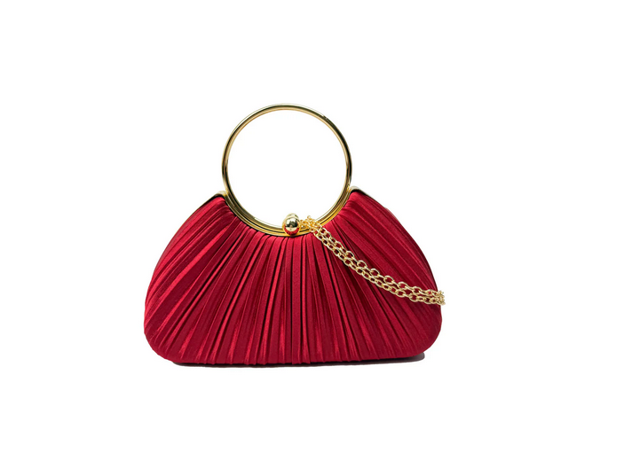 Cb2530-160 Elegant Satin Pleated Clutch Red