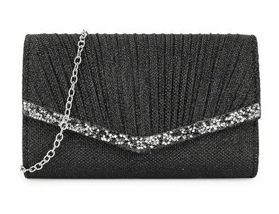 Cs3056 Glitz/Bling Small Envelope Clutch Black