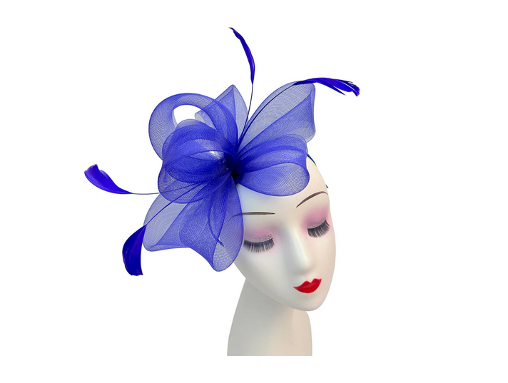 Ft4067 Flower Feather Detail Headband Blue