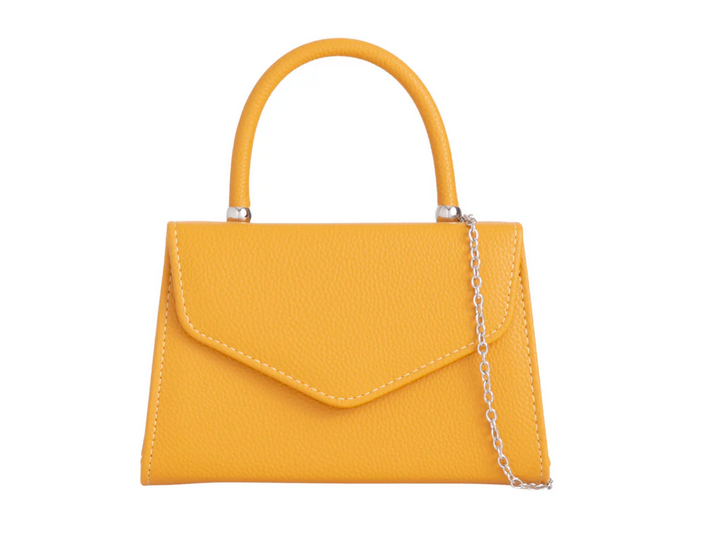 H2439 Metalic Handle Envelope Clutch Bag Mustard
