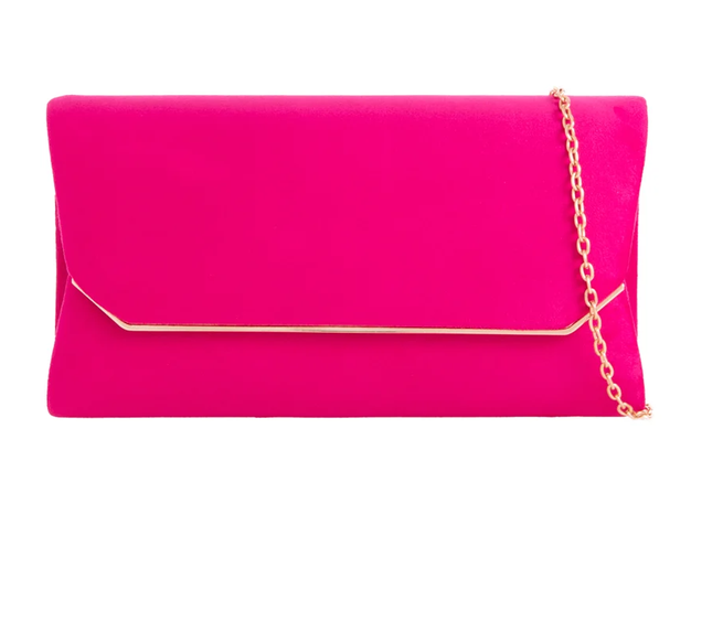 H2694 Suede Envelope Clutch Bag Fushia