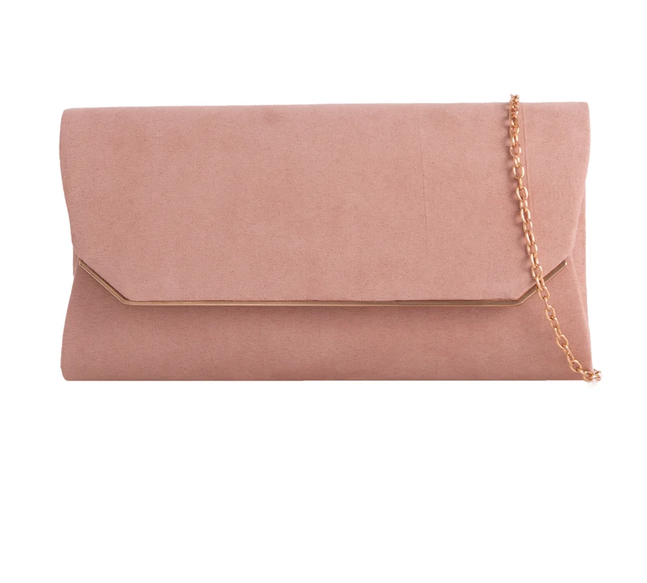 H2694 Suede Envelope Clutch Bag Nude
