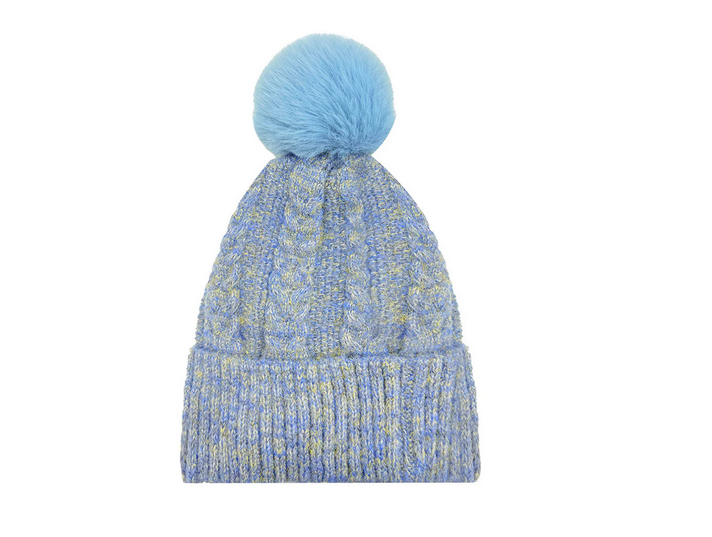Ht2520-173 Pom Pom Beanie Hat Blue