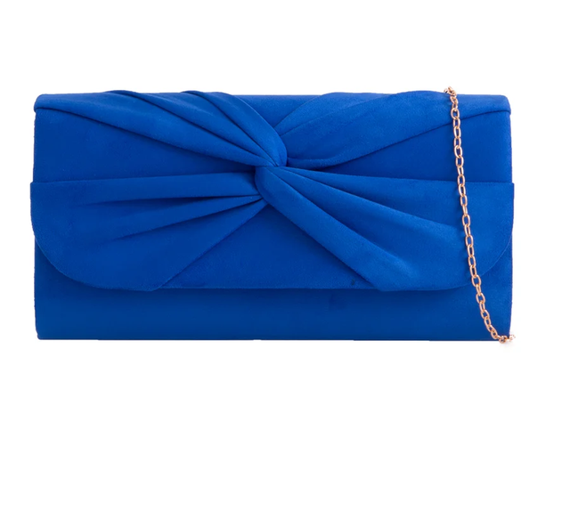 J2724 SUEDE KNOT DETAIL ENVELOPE CLUTCH BAG Royal Blue