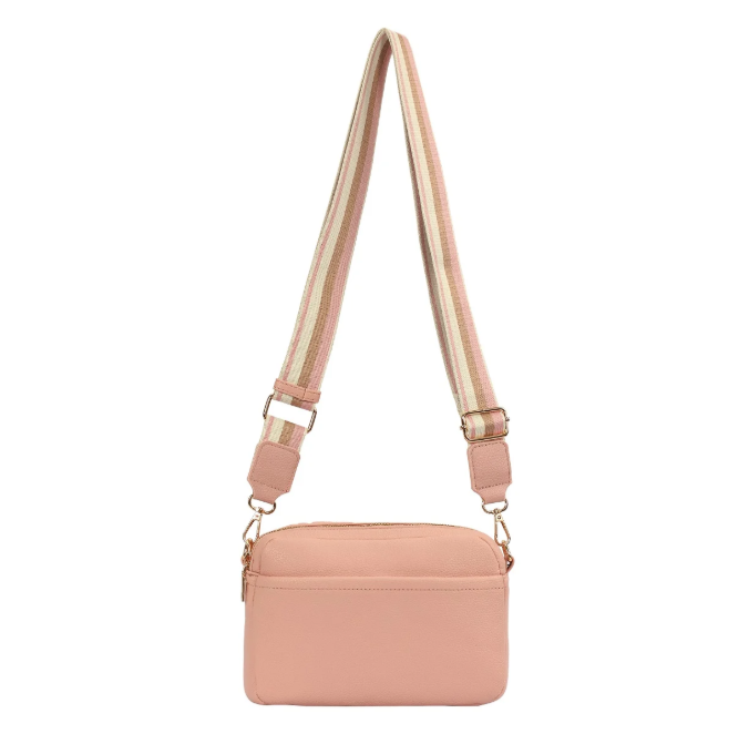 Ld009 DOUBLE ZIP CROSSBODY BAG Baby-Pink