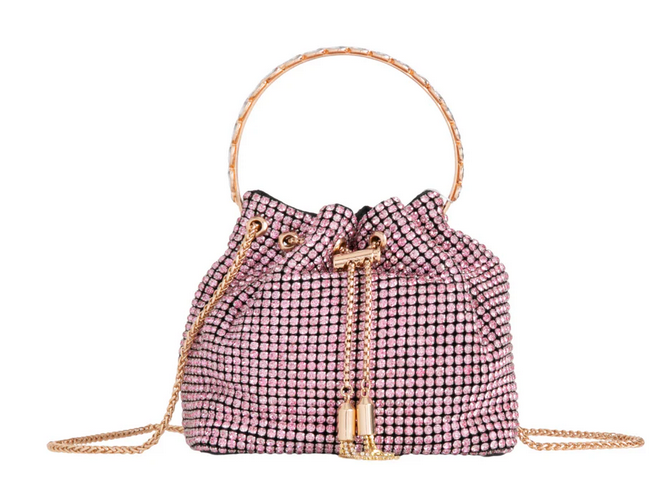 Ld3266 Bling Bracelet Handle Draw Bag Pink