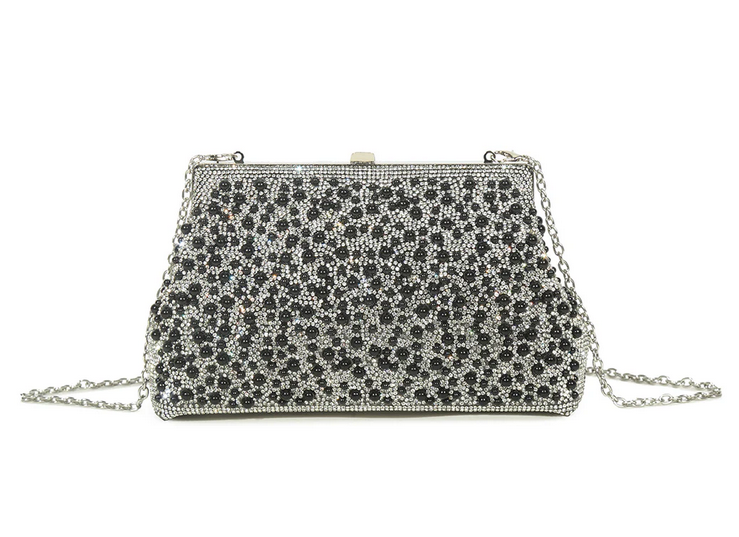 Ld3655 Bling/Pearl Purse Opening Clutch Black