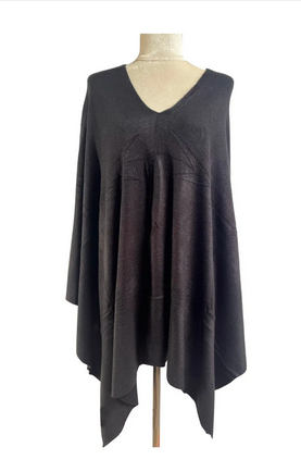 Ph23210-879 Knit Cowl Neck Poncho Black
