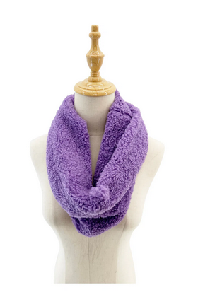 Sd2478-134 Teddy Fleece Snood Scarf Purple