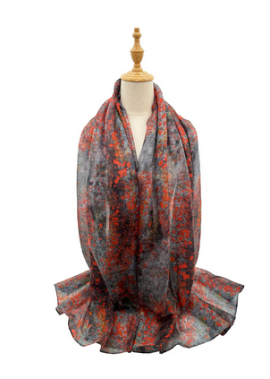 Sf2368-948 Splash Print Lux Scarf Grey/Orange