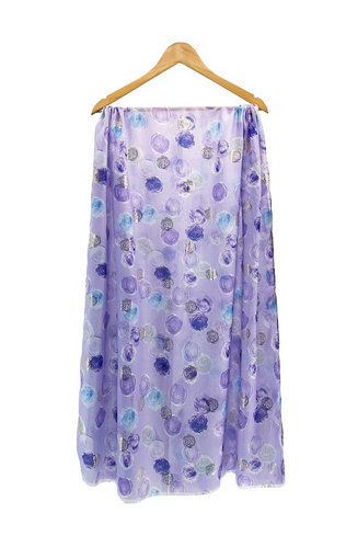 Sf24110-028 Soft Scarf Roses Design Glit Purple