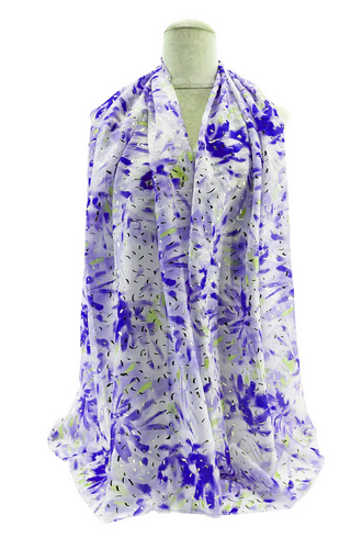 Sf24110-029 Foil Splash Print Scarf Blue