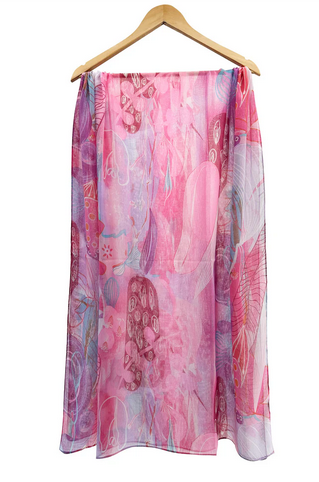 Sf2468-021 Colourful Multi Pattern Chiff Pink